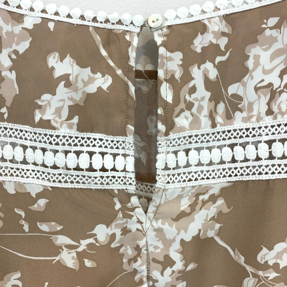 Accuracy A La Plage 100% Silk Floral Tan Dress Large NWT - Picture 6 of 9